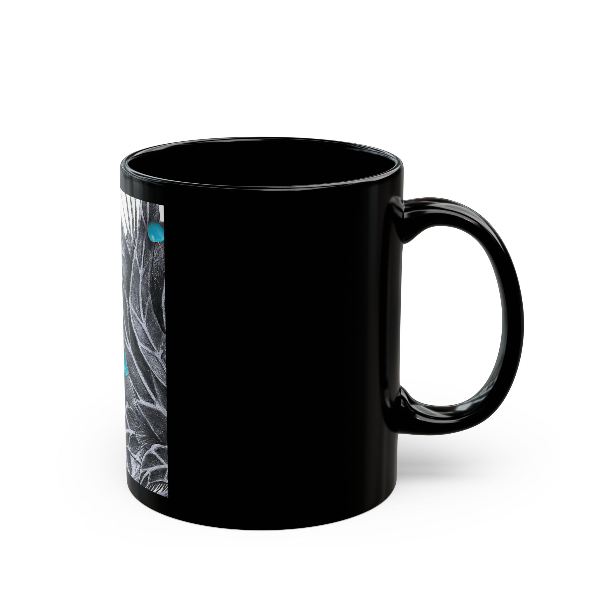 Black Ceramic Mug — Botanical Sketch with Turquoise Berries (11oz & 15oz) - Image 2