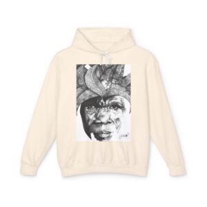 Portrait Hoodie — Monochrome Tribal Face Art Pullover