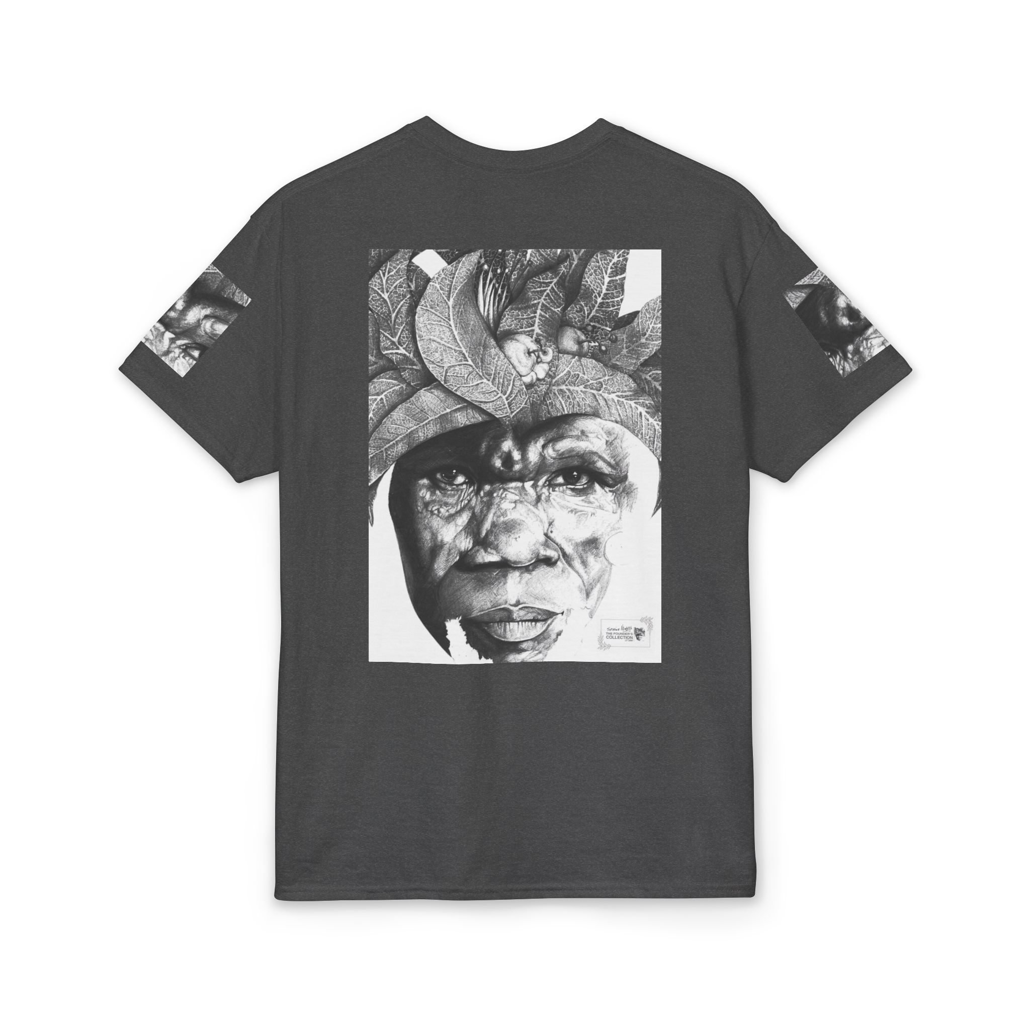 Tribal Face Collage T-Shirt — Black & White Portrait Graphic Tee - Image 38