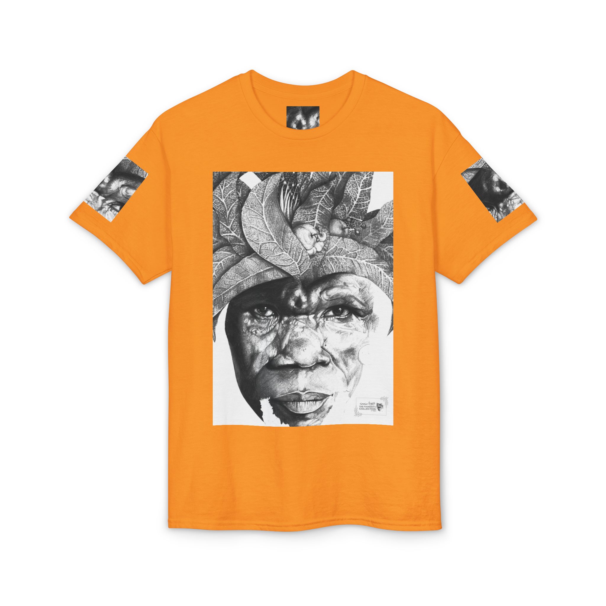 Tribal Face Collage T-Shirt — Black & White Portrait Graphic Tee - Image 21