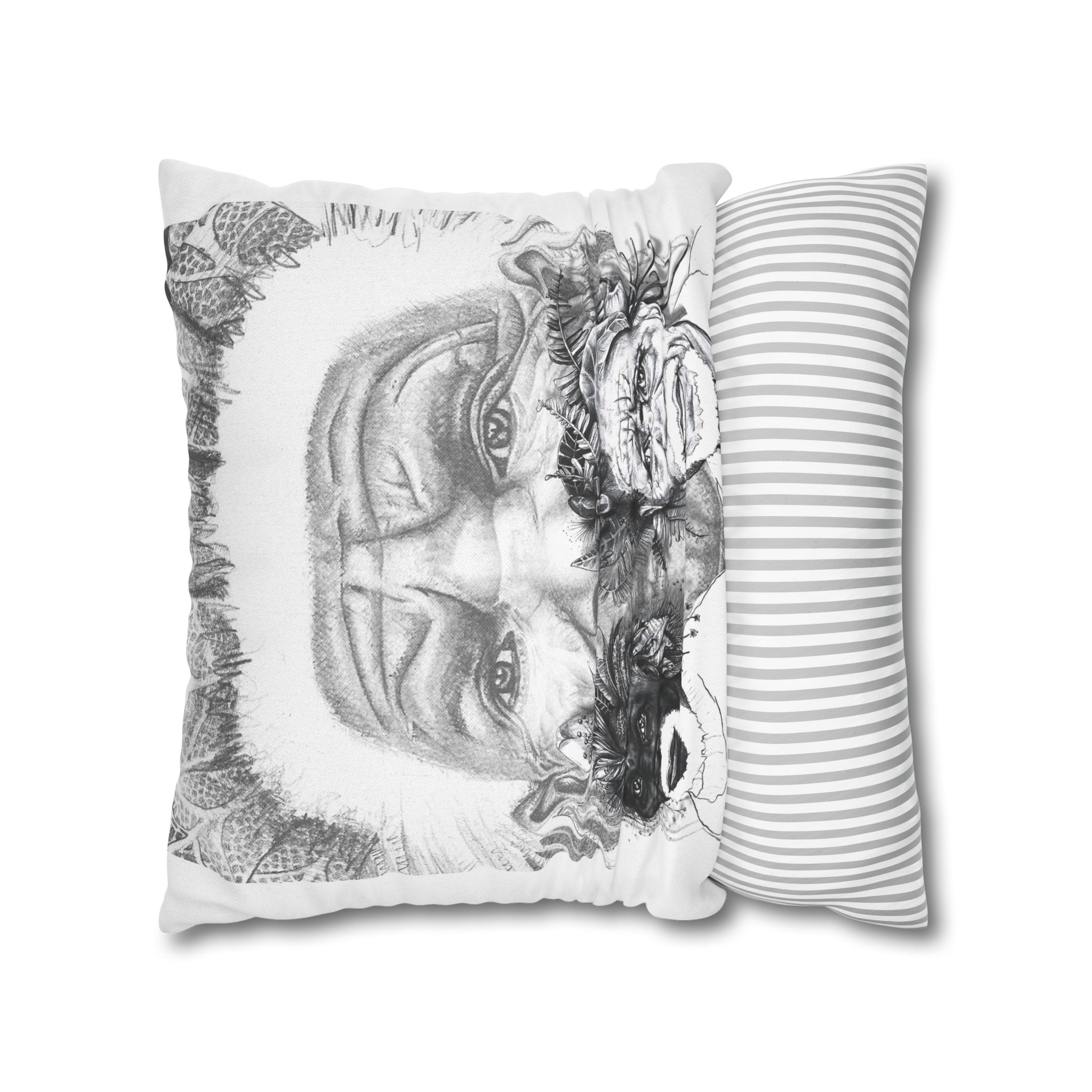 Tribal Elder Art Pillowcase — Black & White Ethnic Portrait Decorative Pillow - Image 12