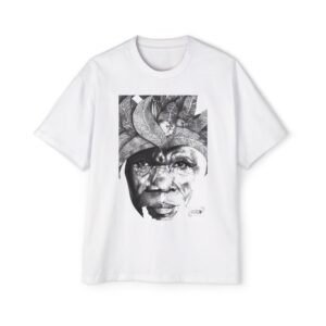 Graphic Tee — Monochrome Tribal Face Art Oversized T-Shirt