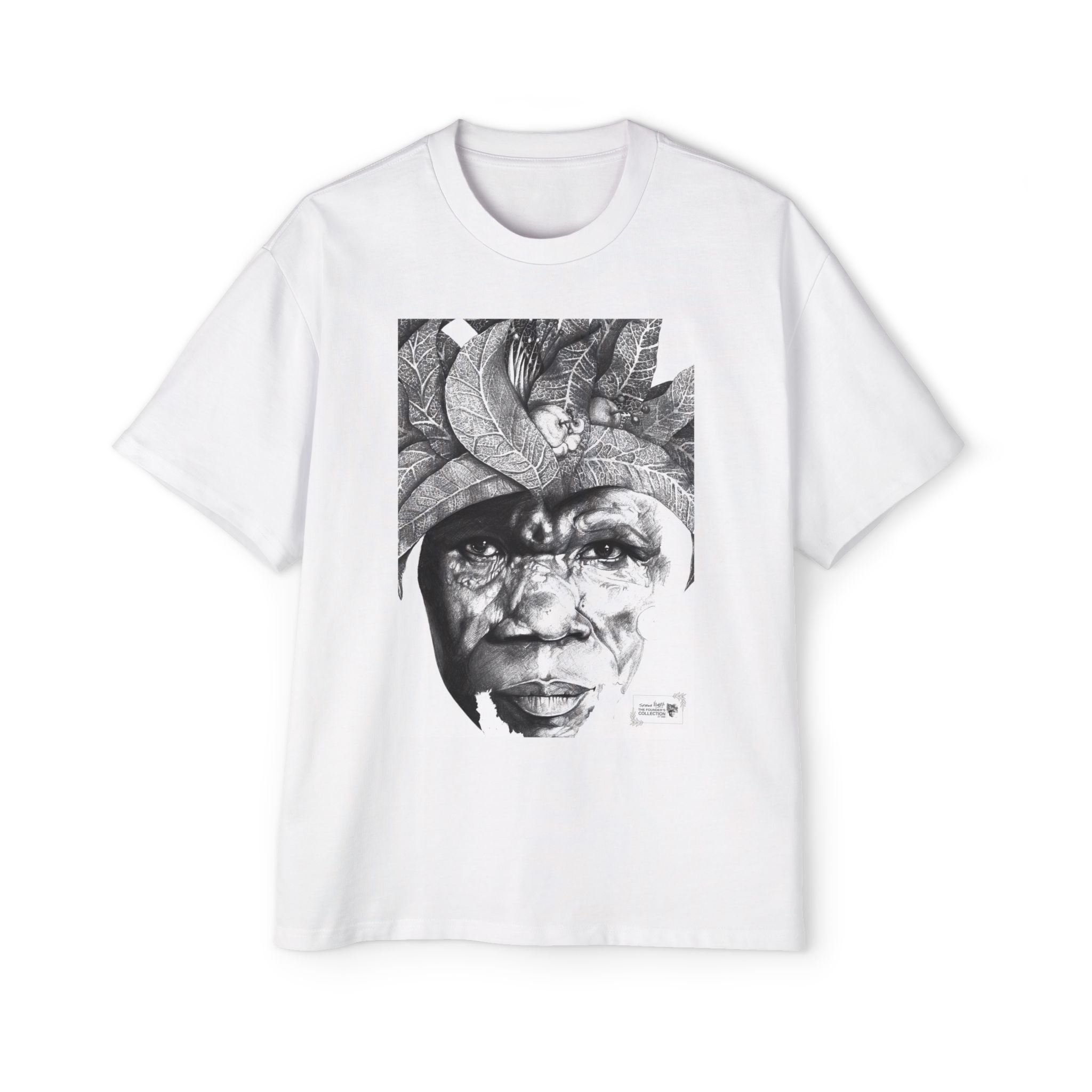 Graphic Tee — Monochrome Tribal Face Art Oversized T-Shirt