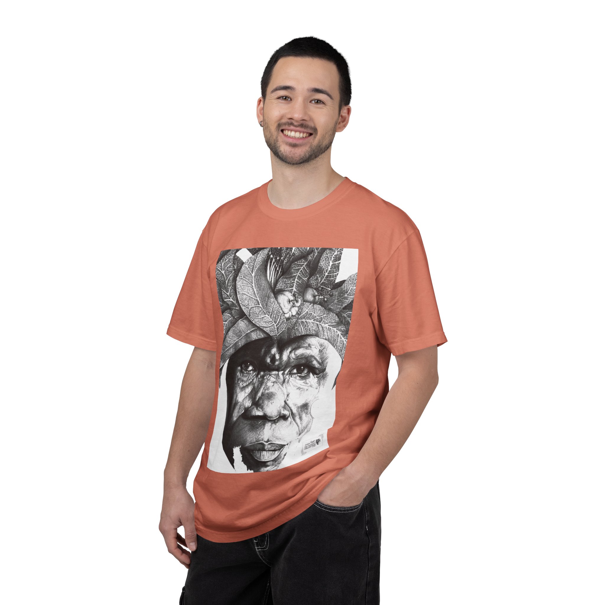 Portrait Graphic T-Shirt — Monochrome Tribal Face Art Tee - Image 8