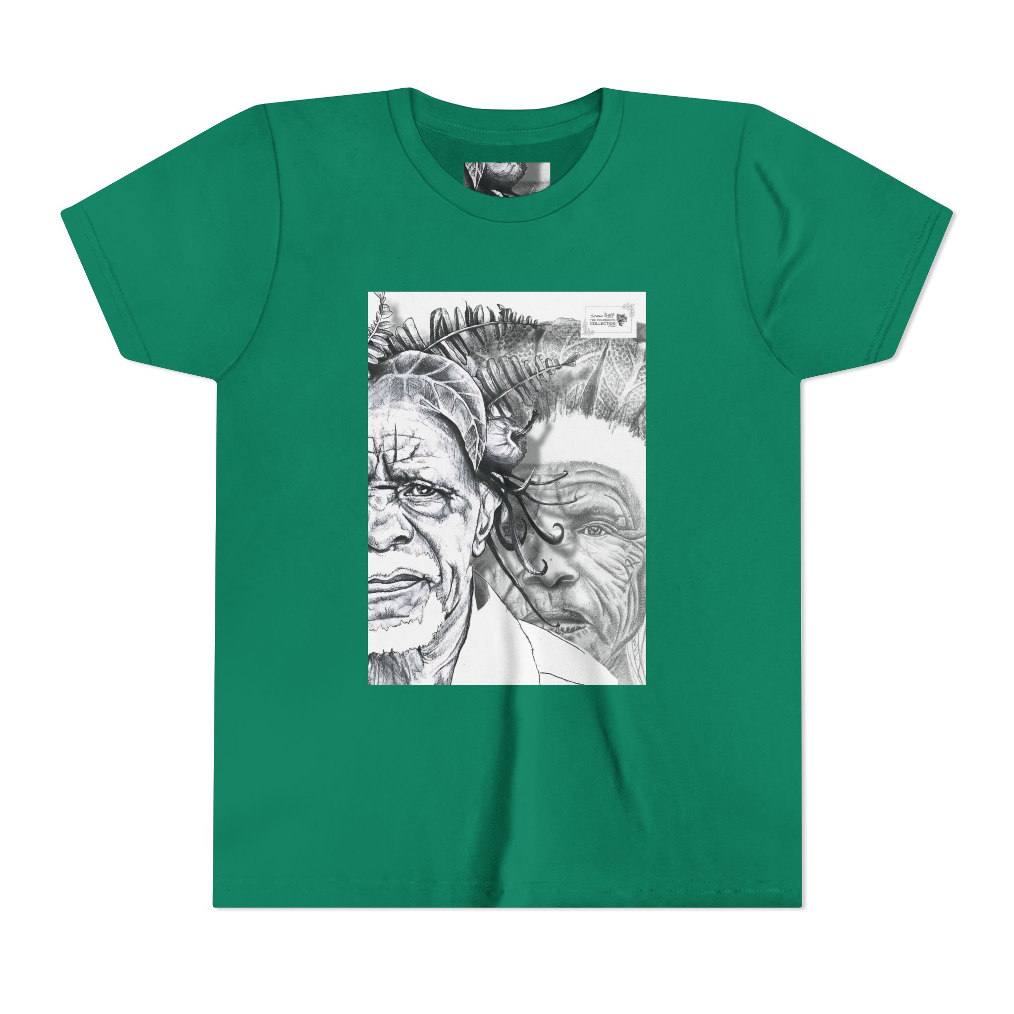 Youth Tee – Monochrome Dual-Face Sketch Graphic - Image 41