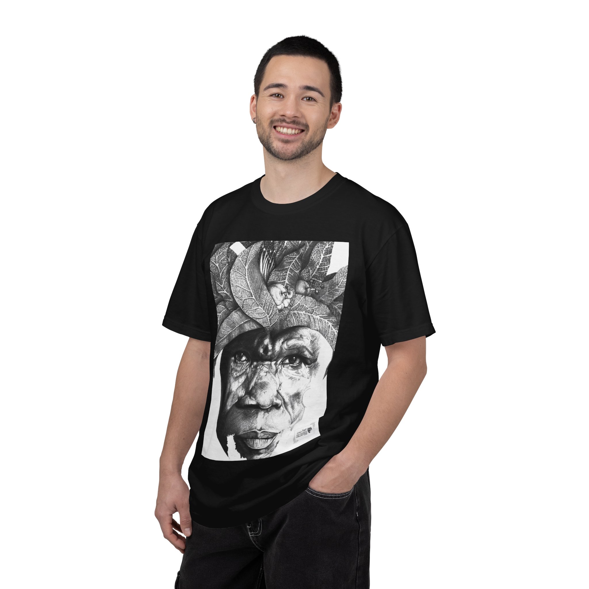 Portrait Graphic T-Shirt — Monochrome Tribal Face Art Tee - Image 52