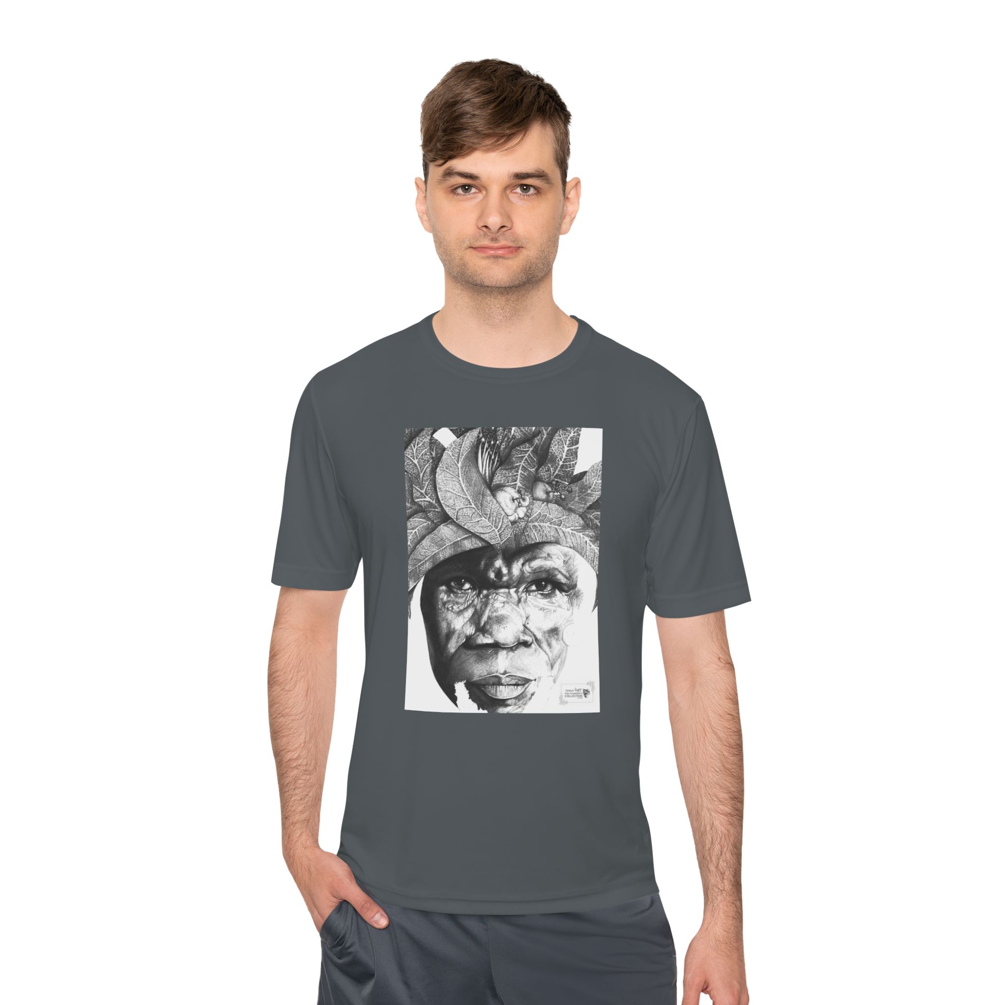 Portrait Graphic Tee — Tribal Headdress Black & White Art - Image 15