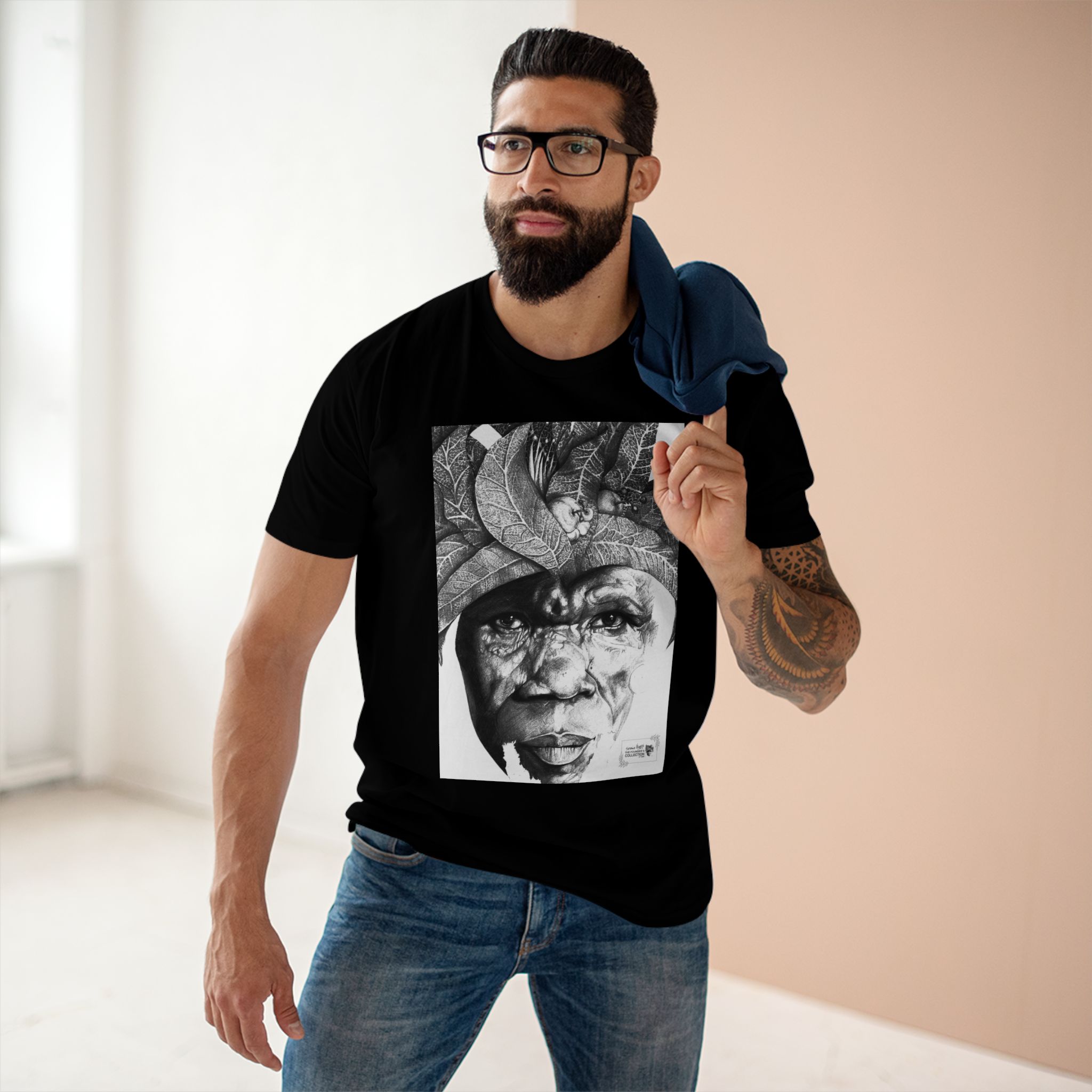 Portrait Tee — Monochrome Tribal Face Art Graphic T-Shirt - Image 11