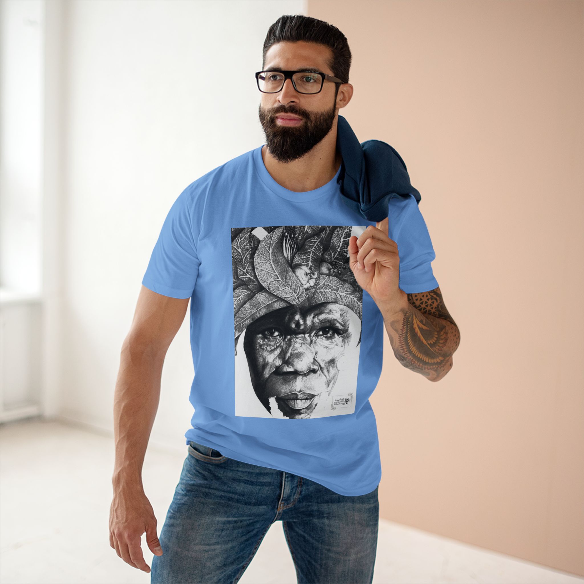 Portrait Tee — Monochrome Tribal Face Art Graphic T-Shirt - Image 51