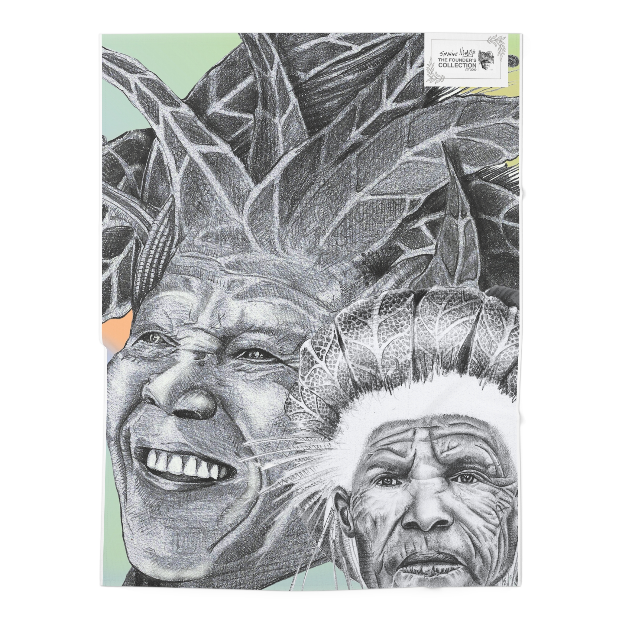Baby Swaddle Blanket – Hand-Drawn Indigenous Elders Portraits, Soft Newborn Wrap