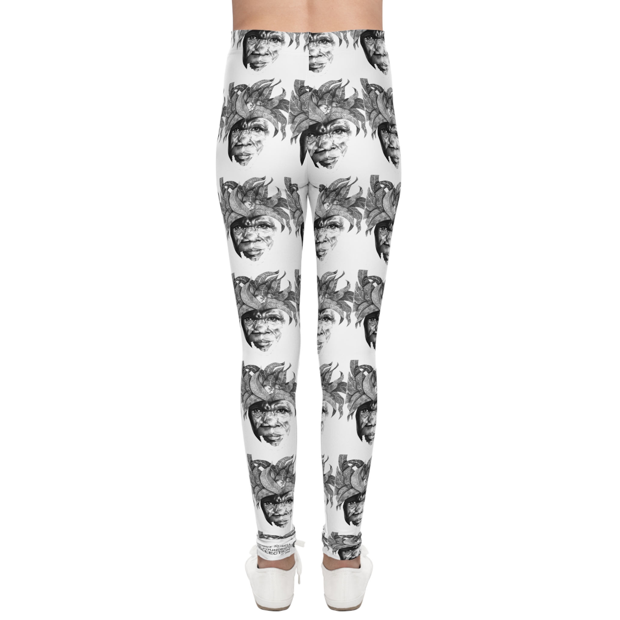 Youth Photo-Print Leggings — Monochrome Collage Pattern - Image 4