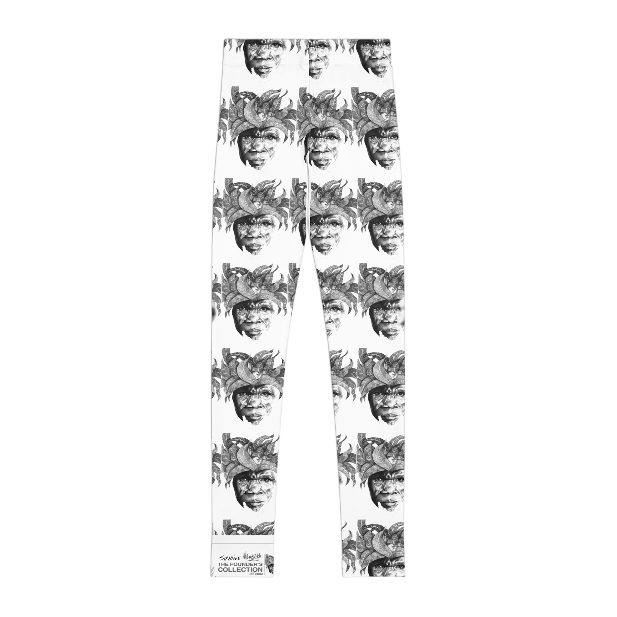 Youth Photo-Print Leggings — Monochrome Collage Pattern - Image 2