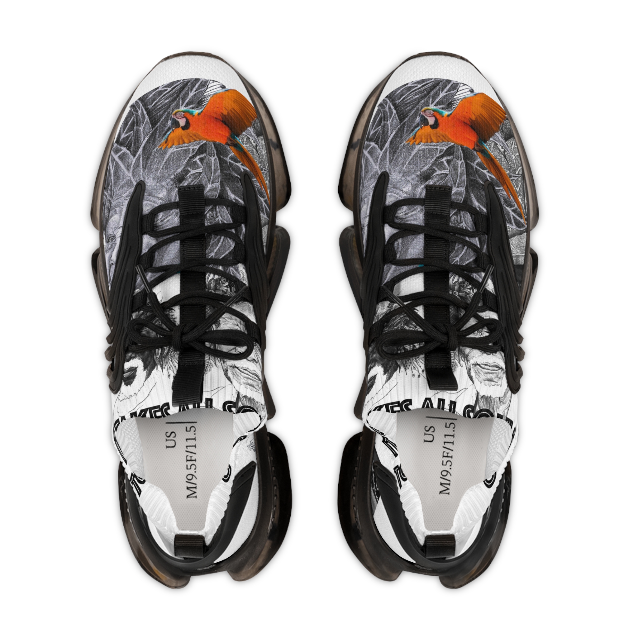 Cardinal Print Men's Mesh Sneakers — Lightweight Athletic Shoes with Red Bird Graphic - Image 6