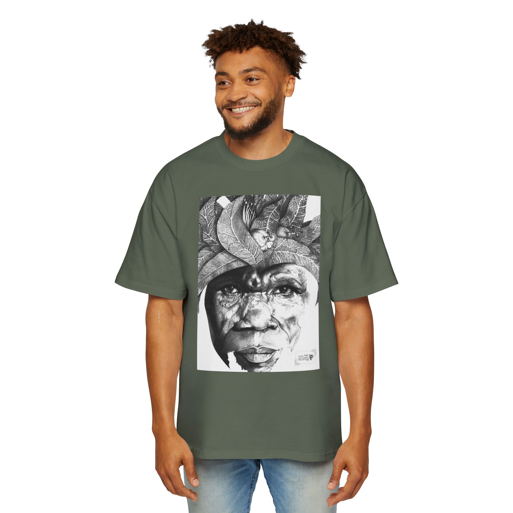 Graphic Tee — Monochrome Tribal Face Art Oversized T-Shirt - Image 39