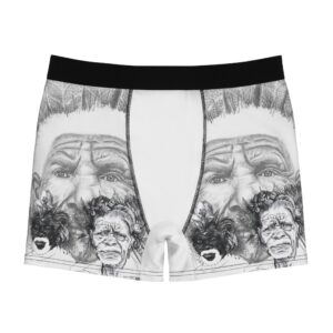 Tribal Elder Sketch Boxer Briefs — Artistic Black & White AOP Men's Underwear