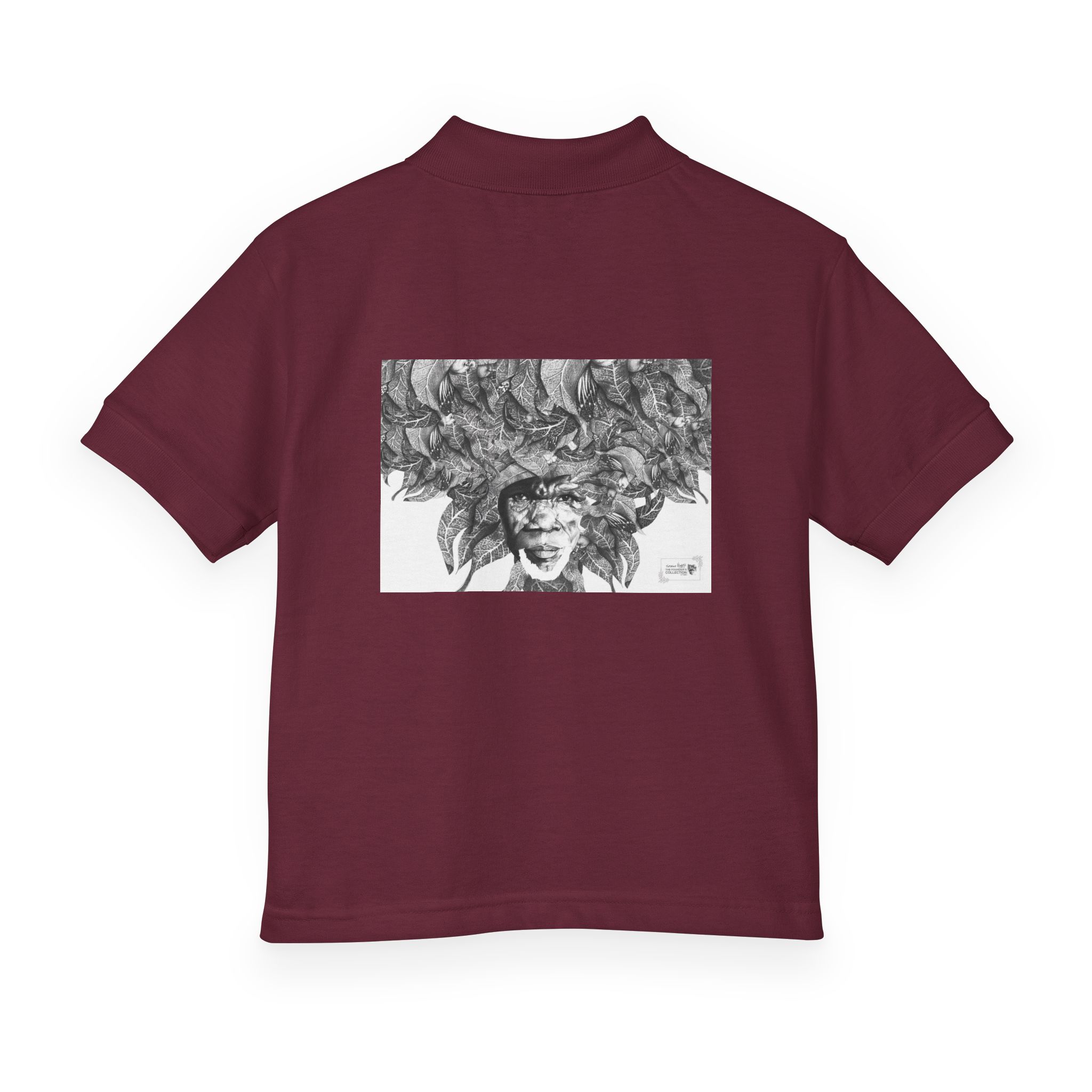 Youth Polo Shirt – Black & White Afro Girl Art Print - Image 18