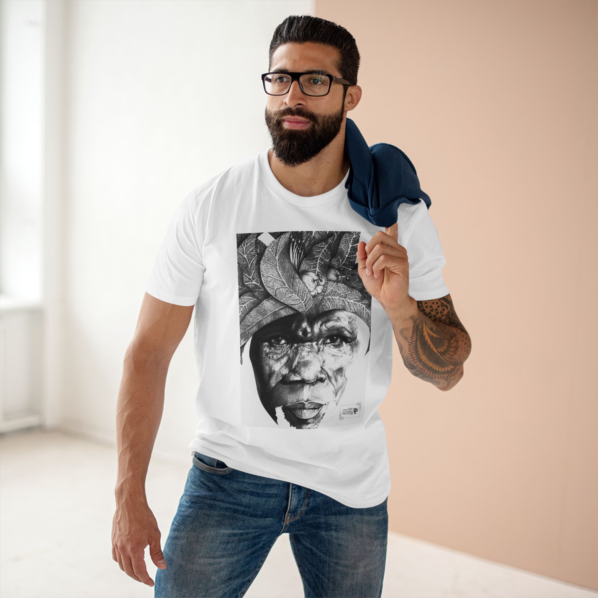 Portrait Tee — Monochrome Tribal Face Art Graphic T-Shirt - Image 3