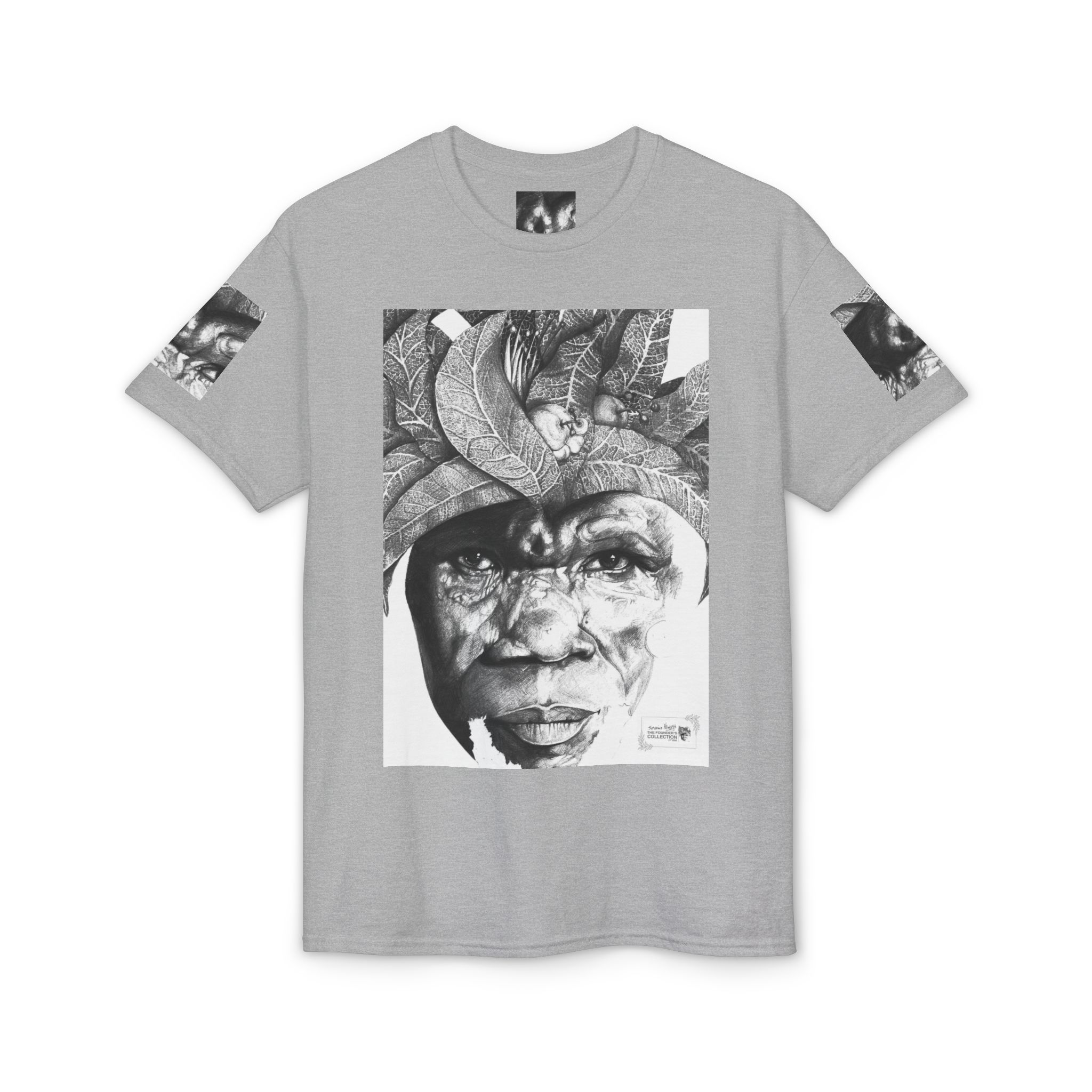 Tribal Face Collage T-Shirt — Black & White Portrait Graphic Tee - Image 17
