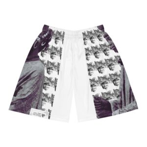 Retro Photo-Print Basketball Shorts