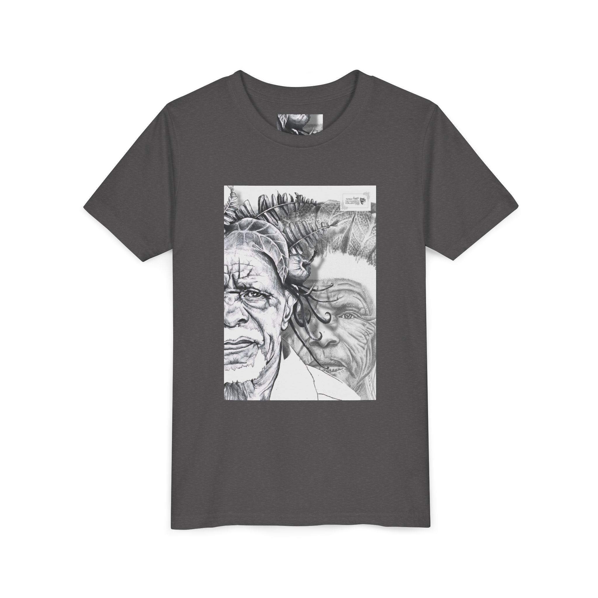 Youth Tee – Monochrome Dual-Face Sketch Graphic - Image 91
