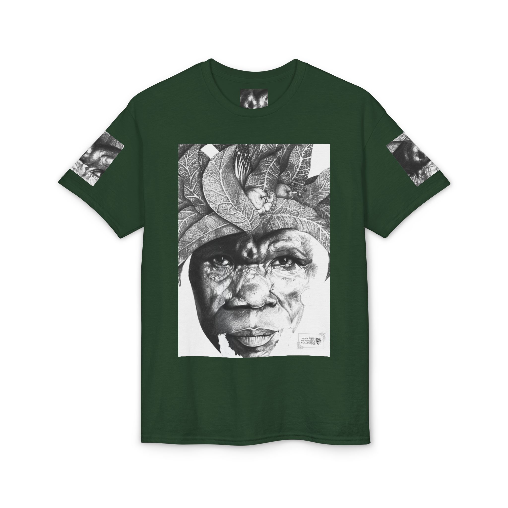 Tribal Face Collage T-Shirt — Black & White Portrait Graphic Tee - Image 29