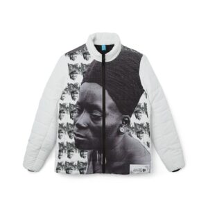 Women’s Photo-Print Puffer Jacket — Vintage Portrait All-Over Print