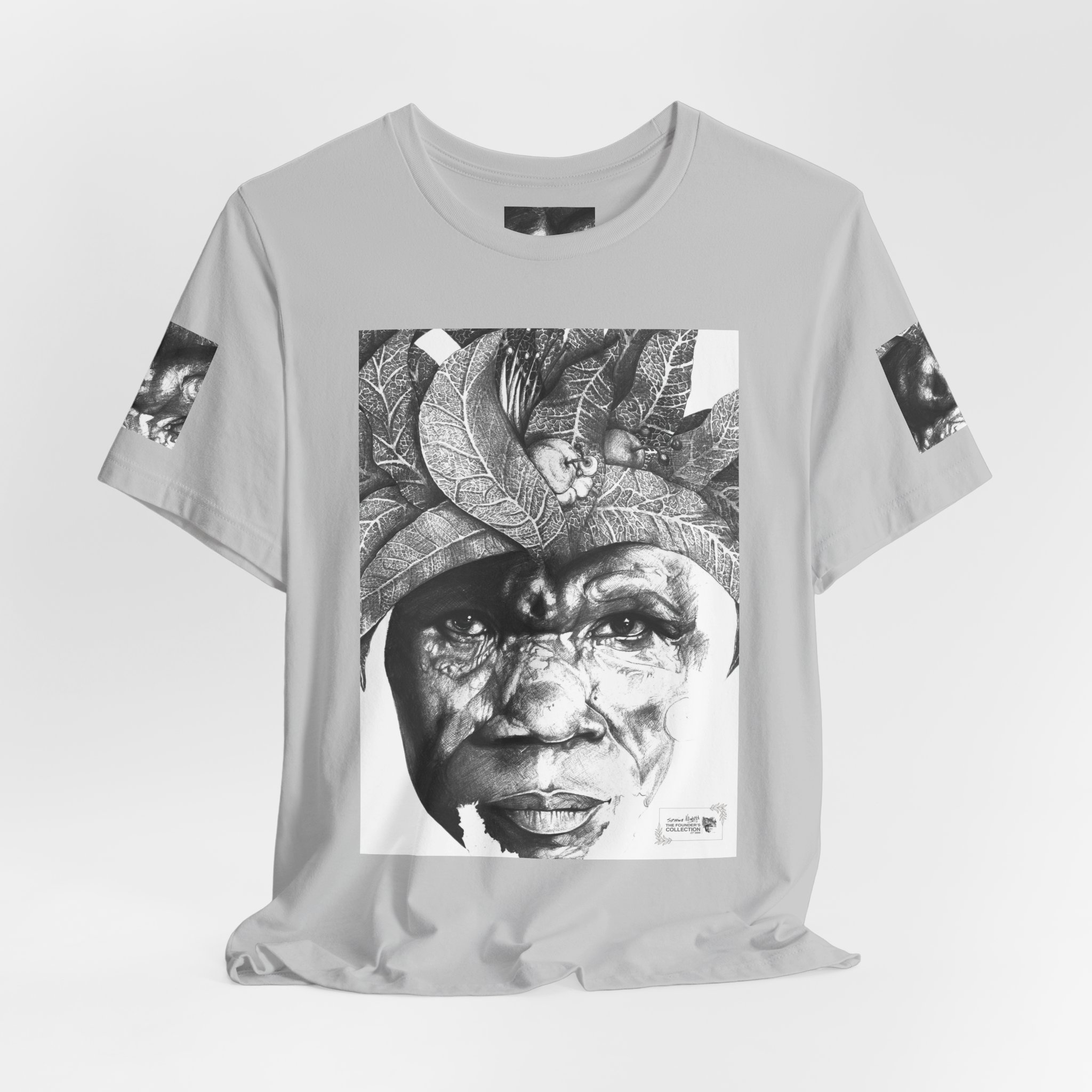 Tribal Portrait Tee — Monochrome Indigenous Face Art Graphic T-Shirt - Image 16