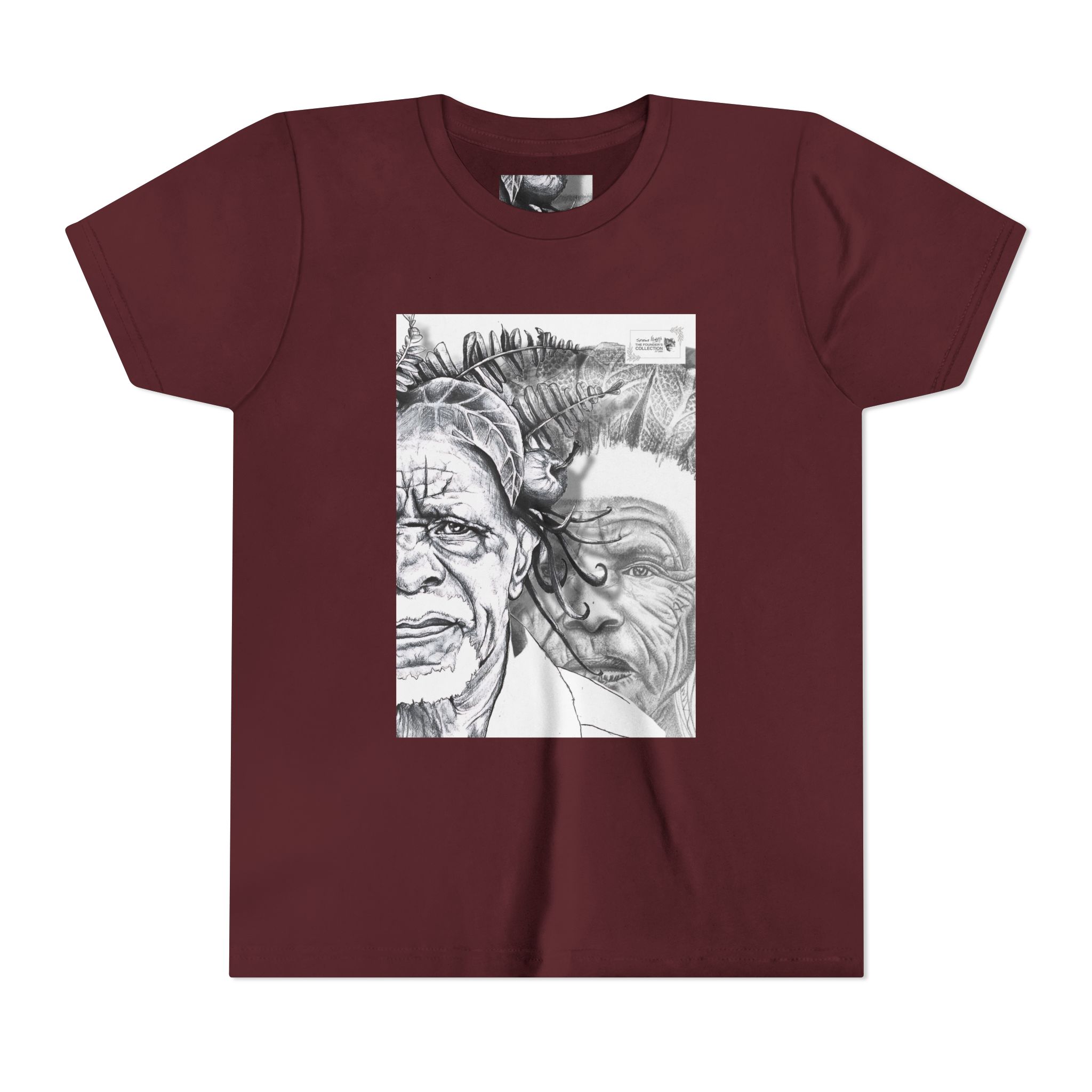 Youth Tee – Monochrome Dual-Face Sketch Graphic - Image 93