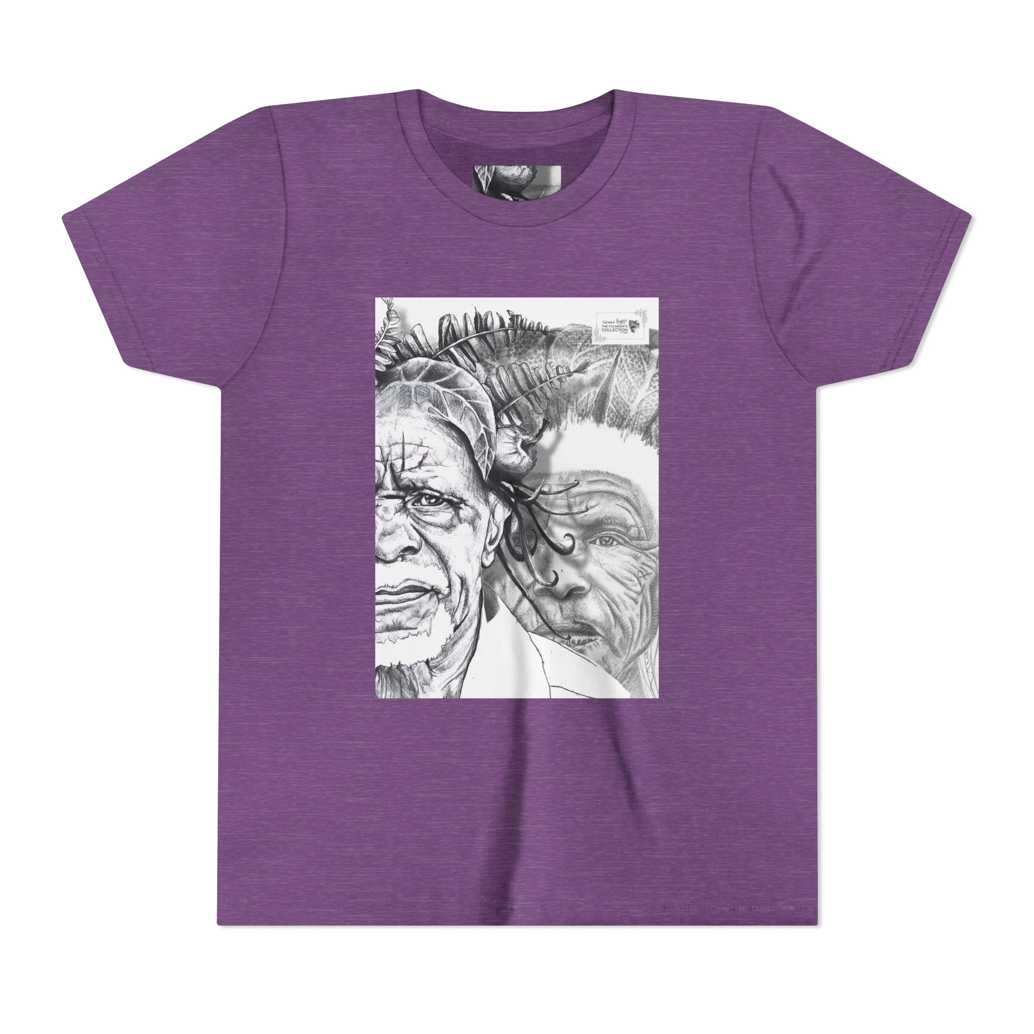 Youth Tee – Monochrome Dual-Face Sketch Graphic - Image 81