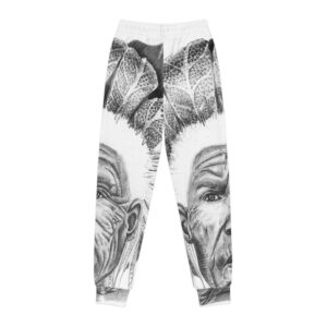 Youth Joggers — Black & White Elder Portrait All-Over Print