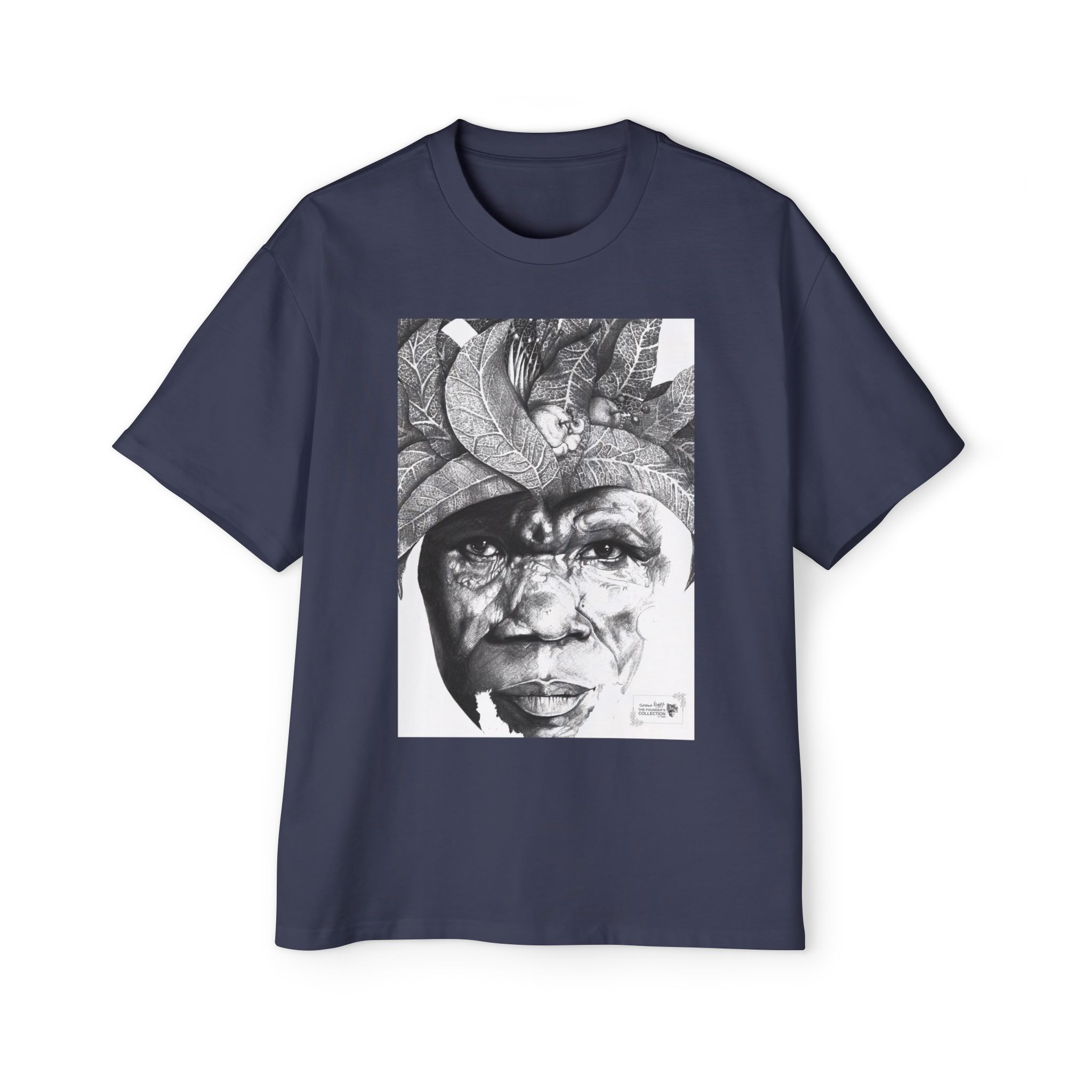 Graphic Tee — Monochrome Tribal Face Art Oversized T-Shirt - Image 49