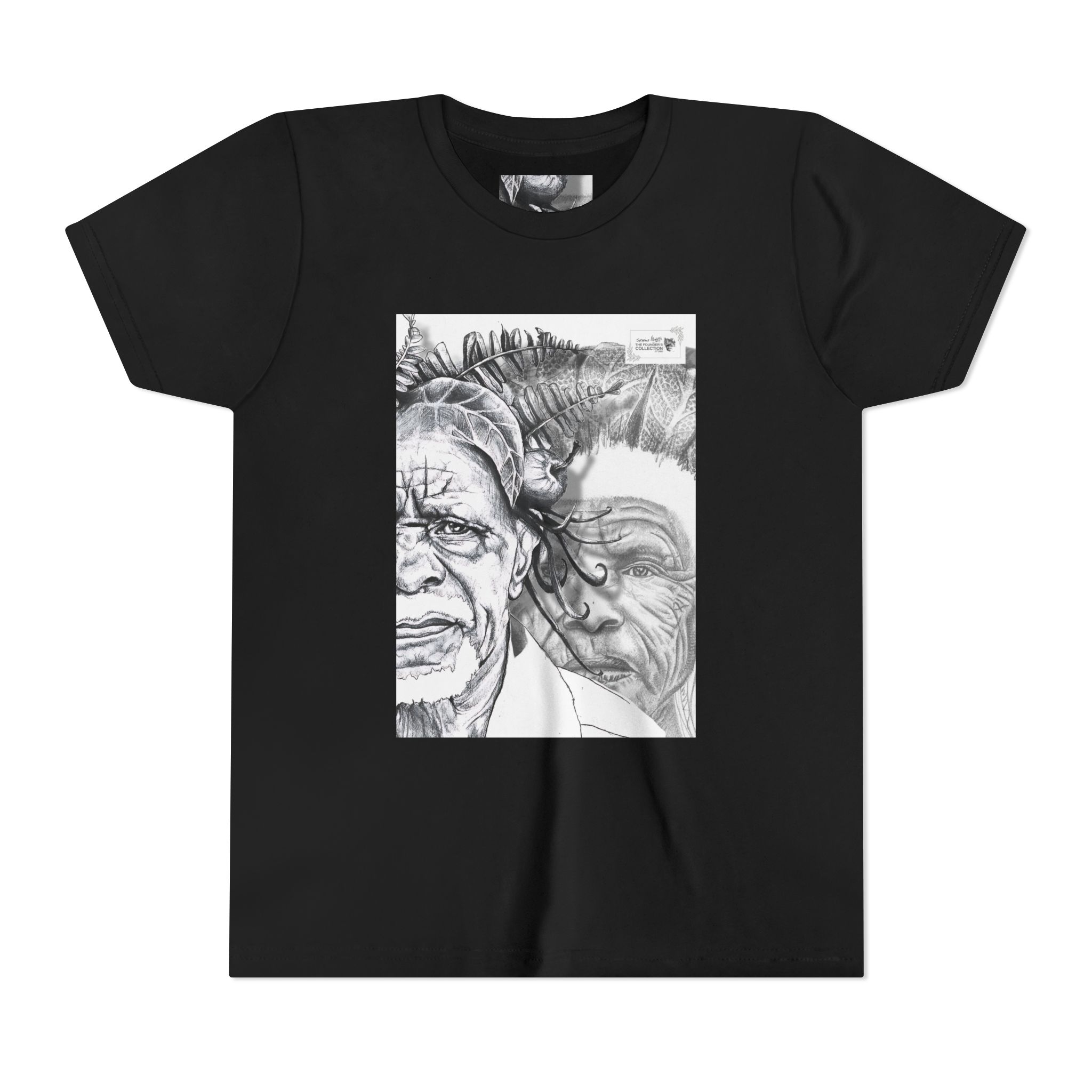 Youth Tee – Monochrome Dual-Face Sketch Graphic - Image 17