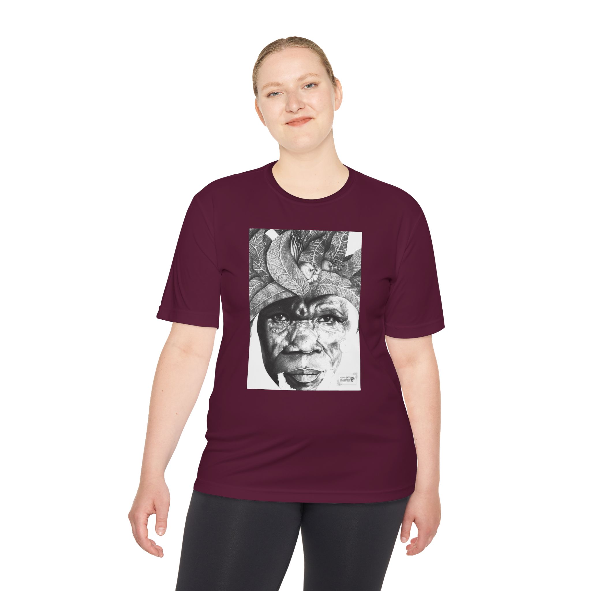 Portrait Graphic Tee — Tribal Headdress Black & White Art - Image 52