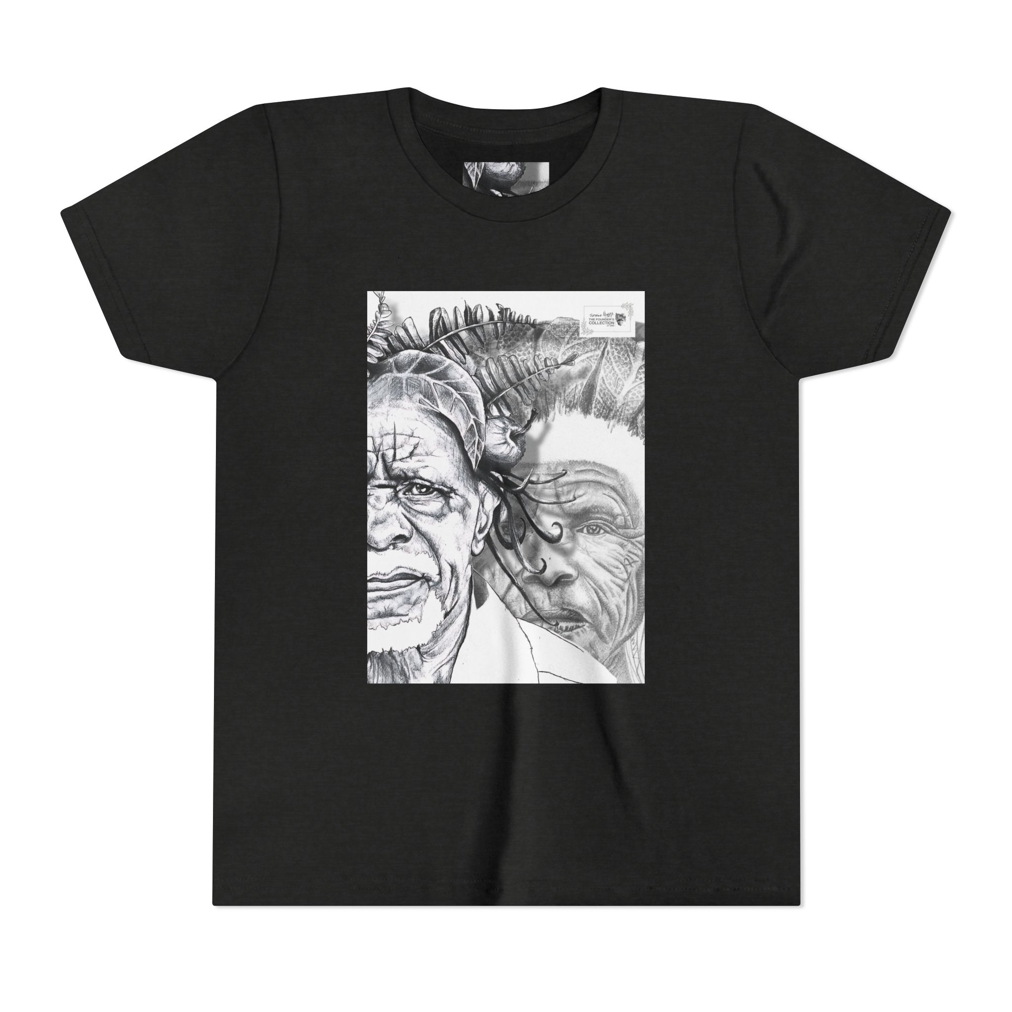 Youth Tee – Monochrome Dual-Face Sketch Graphic - Image 33