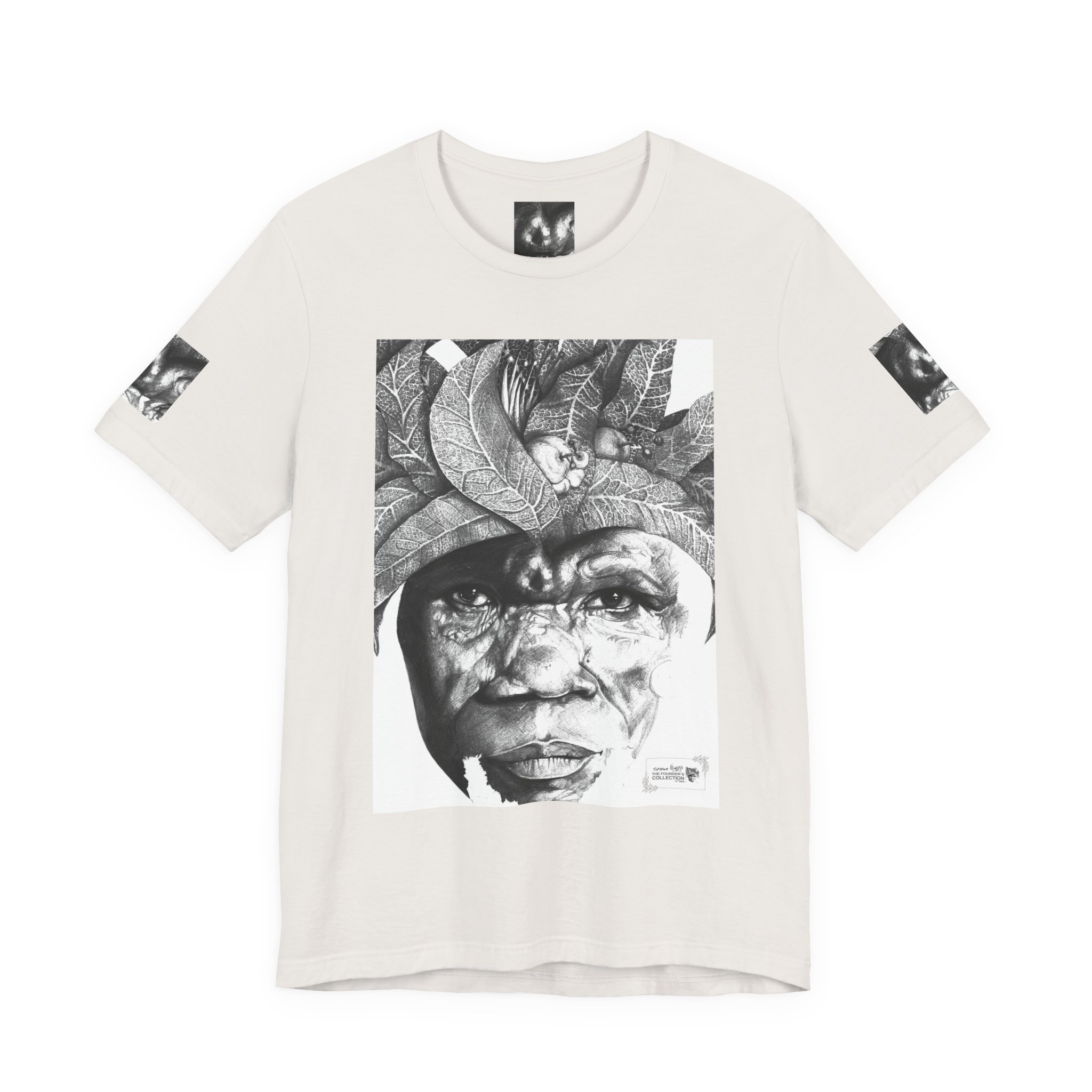 Tribal Portrait Tee — Monochrome Indigenous Face Art Graphic T-Shirt - Image 21